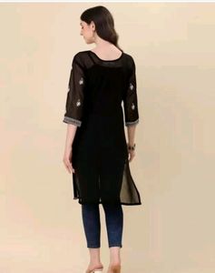 Black Chickenkari Georgette Kurti 🖤