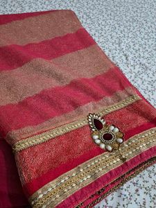 Beautiful Pink and Gold Saree with blouse
