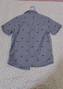 Striped Short Sleeve Shirt with Sunglasses Print