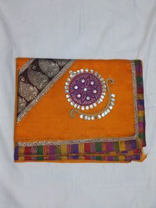 Free Delivery ORANGE COLOURED NET SAREE🟠