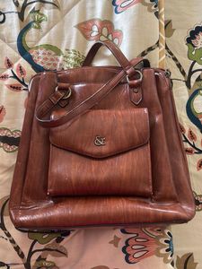 Classic Brown Faux Leather Handbag
