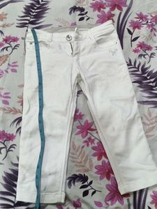 White Denim Jeans with Sparkle Detail