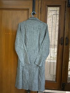 Men's Grey Embroidered Kurta