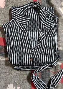 Striped Shirt Dress with Belt