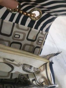 Zebra Print Clutch Bag with Gold Chain