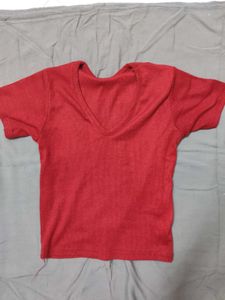 Red V-Neck Tee