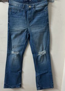 Trendy Distressed Blue Denim Jeans