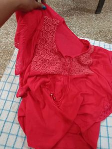 Vibrant Red Embroidered Kurta