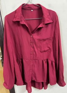 Maroon Peplum Top
