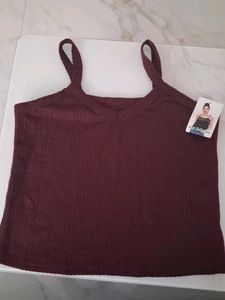 Chic Burgundy Waffle Knit Cami Tank Top