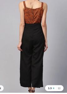 Zima Leto Brown &amp; Black Printed Basic Jumpsuit