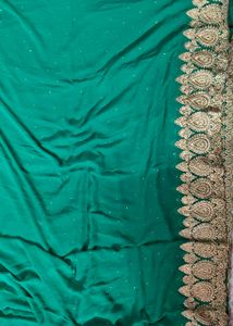 Embroidered Emerald Green Saree