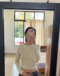 Casual Ribbed Long Sleeve Crop Top