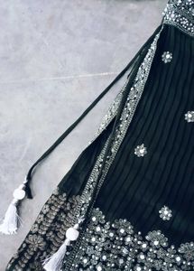 Elegant Olive Green Embroidered Lehenga Choli Set