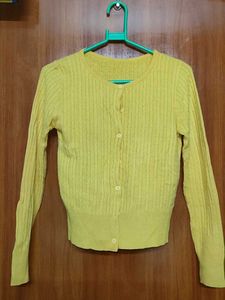 Yellow Cable Knit Cardigan