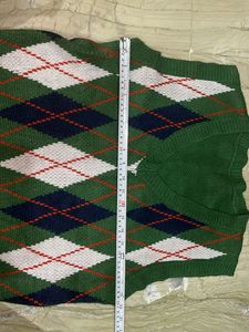 Green Argyle Knit Vest