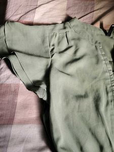 Chic Sage Green Ruffle Sleeve Dress