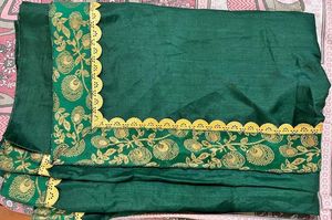 Elegant Green Saree with Gold Embroidery