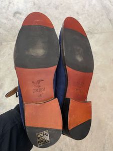 Blue Suede Monk Strap Shoes