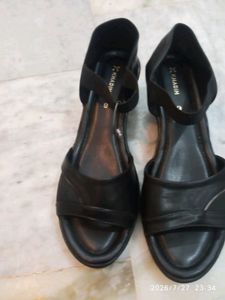Khadim Women's Black Comfort Wedge Sandals