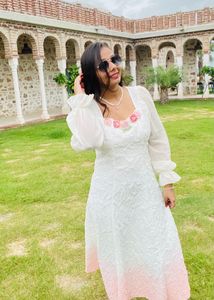 white and pink gown dresss