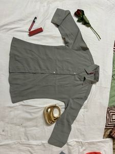 Grey and green Button-Down Shirt