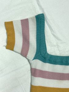 Striped Square Neck Knit Top