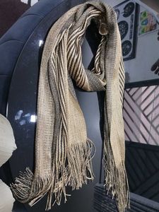 Elegant Striped Scarf with Fringe