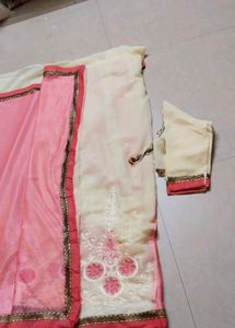 Elegant Red Saree with Golden Border