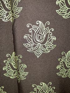Golden Buti Print Kurti With Round Neck