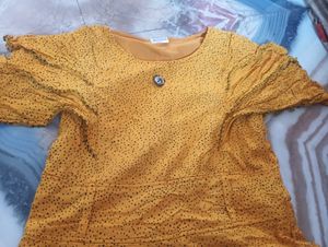 Yellow Printed Kurta