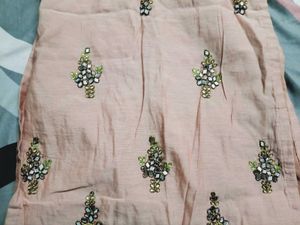 Peach kurti with pearls