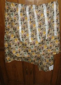 Floral Print Full Suit with Lace Trim