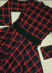 Red Plaid Shirt Dress