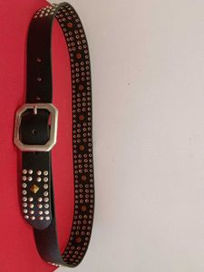 Being Human Studded Black Belt with Silver Buckle