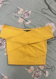Yellow Off-Shoulder Crop Top