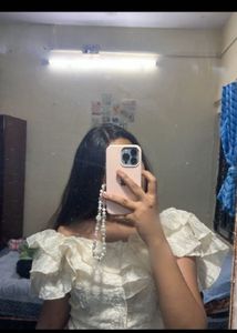 Sheer Ruffled Off-Shoulder Top