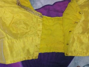 Yellow Saree with Embellished Blouse