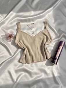Chic Beige Knit Camisole Top