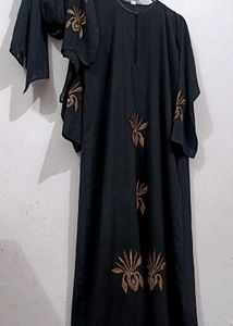 Black Abaya with Gold Embroidery