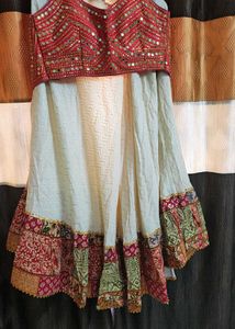 Beautiful Off-White &amp; Pink Patchwork Chaniya Choli