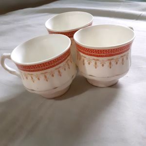 COMBO 3 Sets Glass Cup Bone China Tea Cup Coffee Cup 90s Vintage Tea Cup Set West Bengal Chai Cup Kitchen &amp; Dining Items Ceramic White Cup With Beautiful Design Indian Design Stylish Aesthetic Cup Set