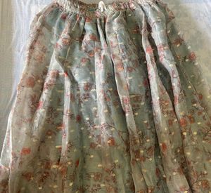 Floral Print Organza Skirt