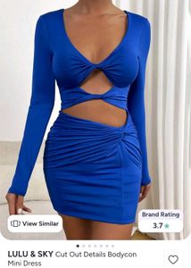 Electric Blue Cut-Out Twist Dress