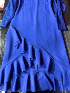 Cover Story Blue Lace Ruffle Dress