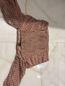 Chic Polka Dot Mesh Top