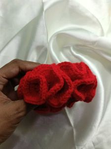 Handmade Red Crochet Scrunchie