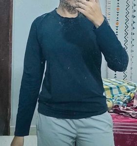 Dark Blue/Black Mock Neck Long Sleeve T-shirt