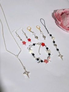 Chic Beaded Jewelry Set - Necklace, Earrings, Brac