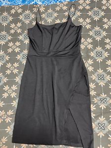 Chic Black Mini Dress with High Slit